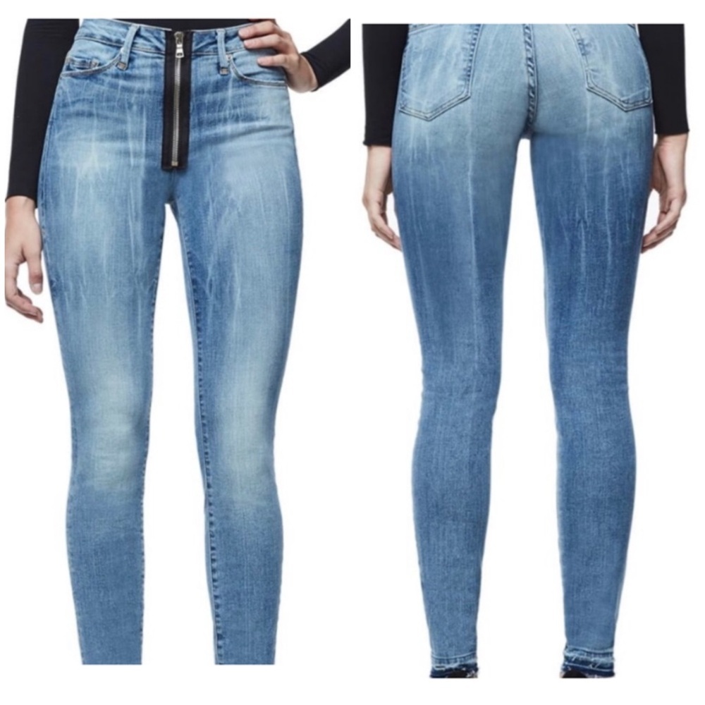 Good American High-Rise Light Wash Blue Skinny Jeans